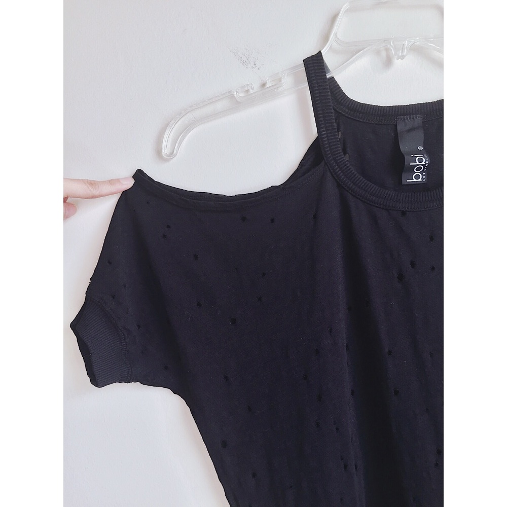 Bobi Distressed Cut-Out Shoulder Tee